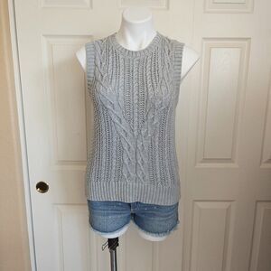 Rachel Zoe cable knit cotton blend gray sweater vest sz S